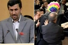 Wigged Men Heckle Iranian Pres.