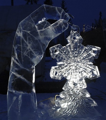 This undated photo released by Christmas in Ice shows a sculpture ...