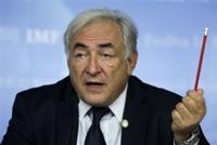 AP - Dominique Strauss-Kahn, Managing Director of the International Monetary Fund, IMF, speaks during a news conference in Istanbul, Turkey, ...