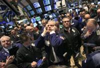 AP - David O'Day, center, and fellow traders gather at the post on the floor of the New York Stock ...