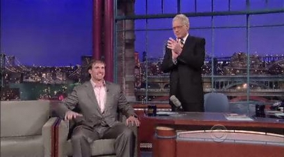 Drew Brees chats it up with David Letterman