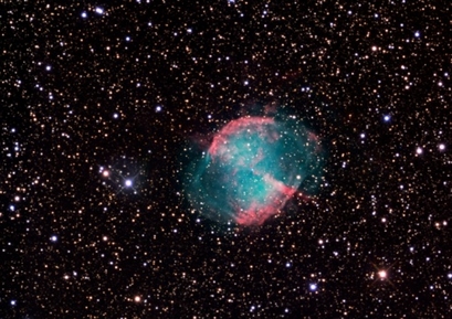 The Dumbbell Nebula, also known as Messier 27 or NGC 6853, is a planetary nebula in the constellation Vulpecula.