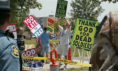 Supporters of the Rev. Fred Phelps, of the Topeka, ...