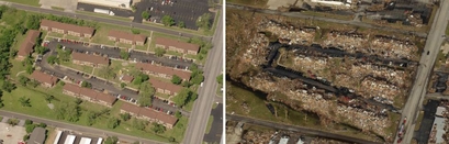 Entire residential blocks were flattened by the ...