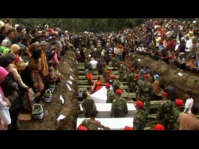 Mass grave for Merapi volcano dead