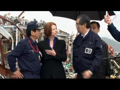 Australian PM visits quake-hit Japan