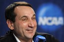 FILE - This March 23, 2011, file photo shows Duke head coach Mike Krzyzewski speaking during a news conference for a West regional semifinal game in the NCAA college basketball tournament, in Anaheim, Calif. Krzyzewski will be discussing his team's upcoming trip to China and his pursuit of Knight's career victory record during his annual summer meeting with reporters.
