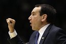 Duke coach Mike Krzyzewski directs his team against Belmont during the second half of an NCAA college basketball game in Durham, N.C., Friday, Nov. 11, 2011. Duke won 77-76.