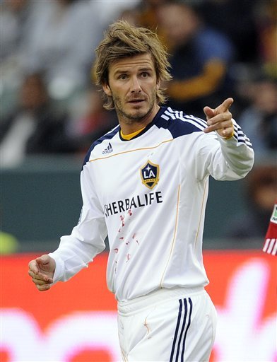 Los Angeles Galaxy Midfielder David Beckham Gestures