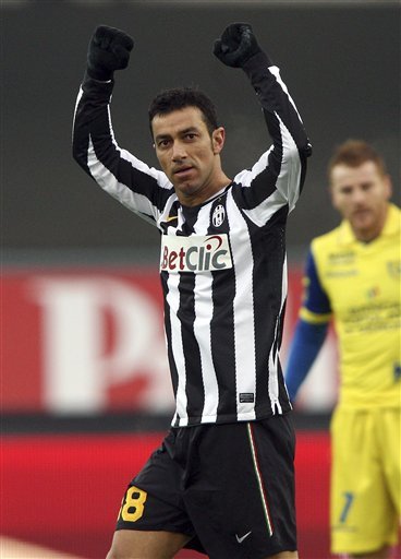 Juventus' Fabio Quagliarella Reacts