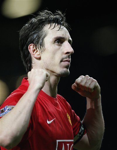  Manchester United's Captain Gary Neville Celebrates