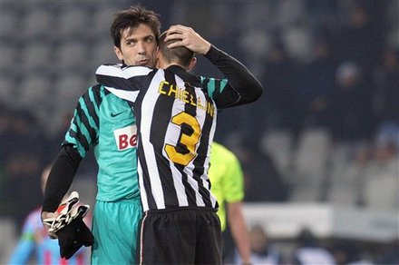 Juventus Goalie Gianluigi Buffon, Left, Is