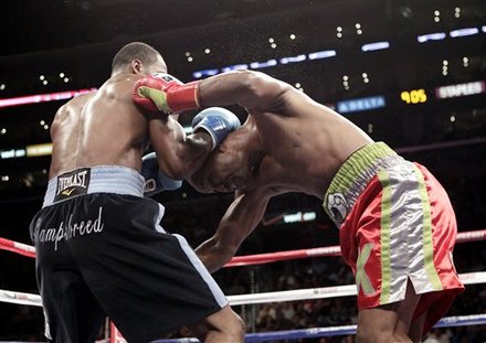 Bernard Hopkins, Right, And Chad Dawson Fight In The Second Round Of A Light Heavyweight Boxing Match In Los Angeles,