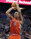 Toronto Raptora guard DeMar DeRozan shoots during the first half of an NBA basketball game against the Orlando Magic in Orlando, Fla., Friday, Nov. 12, 2010.