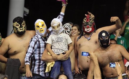 Fans Wearing Mask Of Wrestling Fighters, Known In Mexico As