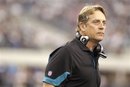 FILE - This Oct. 31, 2010, file photo shows Jacksonville Jaguars head coach Jack Del Rio during an NFL football game against the Dallas Cowboys , in Dallas. The Jaguars coaching staff is distancing itself from a court brief filed last week by the NFL Coaches Association. Del Rio said Wednesday, June 1, 2011, that his staff had no knowledge of the statement, which supported the players in the NFL's labor dispute.