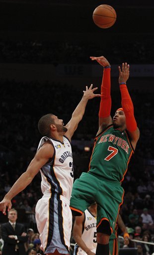 New York Knicks' Carmelo Anthony (7) Shoots