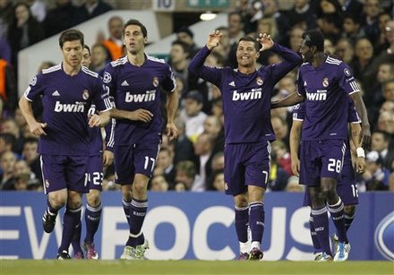 Real Madrid's Cristiano Ronaldo, Second Right, Celebrates