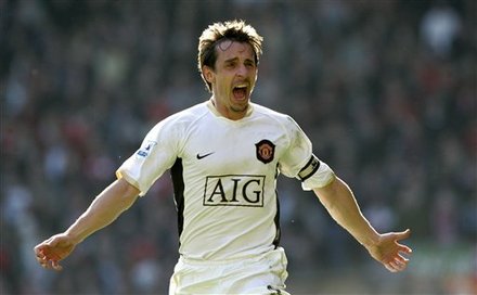  Manchester United's Gary Neville Celebrates