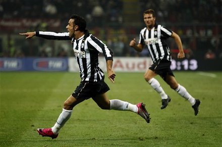 Juventus Forward Fabio Quagliarella, Left,  Celebrates