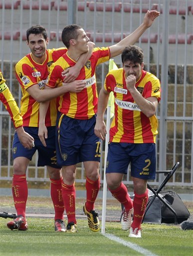 Lecce Midfielder Djamel Mesbah, Of Algeria, Center, Is