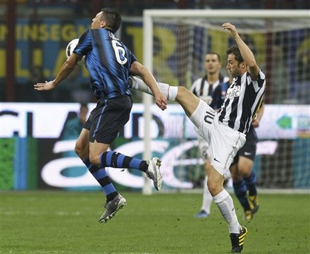 Juventus Forward Alessandro Del Piero, Right, Challenges