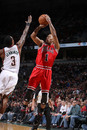 MILWAUKEE, WI - MARCH 26:  Derrick Rose #1 of the Chicago Bulls shoots a jumpshot against Brandon Jennings #3 of the Milwaukee Bucks during the NBA game on March 26, 2011 at the Bradley Center in Milwaukee, Wisconsin.  (Photo by Gary Dineen/NBAE via Getty Images)