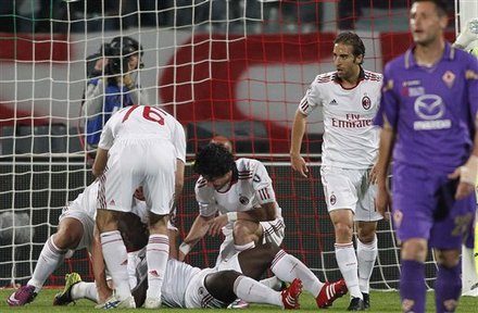 AC Milan Dutch Midfielder Clarence Seedorf, On Ground, Is