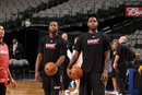 DALLAS, TX - JUNE 06: Dwyane Wade and LeBron James of the Miami Heat attend practice during NBA Finals Media Availability on June 6, 2011 at American Airlines Center in Dallas, Texas.  (Photo by Nathaniel S Butler/NBAE via Getty Images)