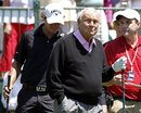 Arnold Palmer waits to tee off during the PGA golf's Pro-Am competition at the Wells Fargo Championship in Charlotte, N.C., Wednesday, May 4, 2011.