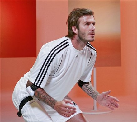 Soccer Player David Beckham Demonstrates