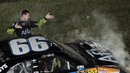 Carl Edwards reacts after winning the NASCAR Sprint Cup Series All-Star auto race in Concord, N.C., Saturday, May 21, 2011.