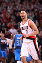 PORTLAND, OR - APRIL 21: Brandon Roy #7 of the Portland Trail Blazers celebrates against the Dallas Mavericks in Game Three of the Western Conference Quaterfinals in the 2011 NBA Playoffs on April 21, 2011 at the Rose Garden Arena in Portland, Oregon.  (Photo by Sam Forencich/NBAE via Getty Images)