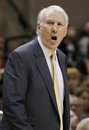 San Antonio Spurs head coach Gregg Popovich yells during the first half of an NBA basketball game against the Oklahoma City Thunder , Saturday, Jan. 1, 2011, in San Antonio. San Antonio won 101-74.