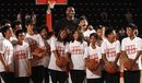 American NBA star player LeBron James poses for a group portrait after a short basketball clinic with young Taiwanese orphans in Taipei, Taiwan, Thursday, Aug. 11, 2011. From Taiwan, James will begin a China Tour 2011 stopping in Chengdu, Xian, and Shanghai over the following six days.