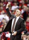 Penn State coach Ed DeChellis directs his team during the second half of an NCAA college basketball game against Wisconsin on Sunday, Feb. 20, 2011, in Madison, Wis. Wisconsin won 76-66.