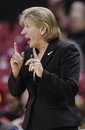 North Carolina 's head coach Sylvia Hatchell instructs her team against Maryland during the first half of an NCAA college basketball game Sunday, Jan. 23, 2011 in College Park, Md. Maryland won 88-65.