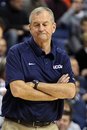 Connecticut head coach Jim Calhoun reacts during the second half of his team's 79-78 double overtime loss to Louisville in an NCAA college basketball game in Hartford, Conn., on Saturday, Jan. 29, 2011.