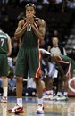 Milwaukee Bucks forward Chris Douglas-Roberts reacts in the final seconds of the team's loss to the Denver Nuggets during the fourth quarter of an NBA basketball game Wednesday, Dec. 1, 2010, in Denver. Denver defeated Milwaukee 105-94.
