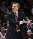 New York Knicks coach Mike D'Antoni reacts in the second quarter of the Knicks' NBA basketball game against the New Jersey Nets at Madison Square Garden in New York, Tuesday, Nov. 30, 2010.