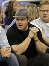 Actor Kevin James watches an NBA basketball game between the Orlando Magic and the Portland Trail Blazers in Orlando, Fla., Monday, March 7, 2011. Portland won 89-85.