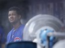 Chicago Cubs ' Starlin Castro cools down as he plays against the Philadelphia Phillies in the first inning of a baseball game, Thursday, June 9, 2011, in Philadelphia.