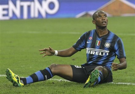 Inter Milan Forward Samuel Eto'o, Of Cameroon, Reacts