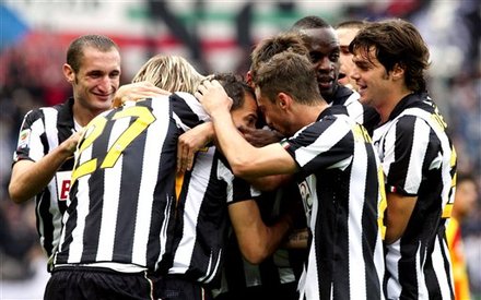 Juventus' Alessandro Del Piero, Third From Left, Is