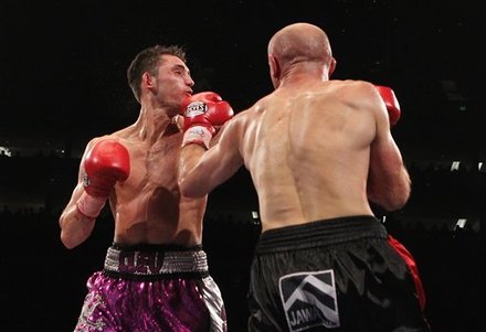 Britain's Nathan Cleverly, Left , Is