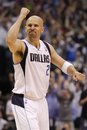 Dallas Mavericks point guard Jason Kidd (2) pumps his fist during the fourth quarter of Game 4 of a first-round NBA basketball playoff series against the Portland Trail Blazers in Dallas,  Monday, April 25, 2011. The Mavericks won 93-82.