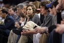 Actress Jessica Alba watches the game action during the first half of NBA basketball game between the New York Knicks and the Cleveland Cavaliers , Friday, March 4, 2011 at Madison Square Garden in New York.