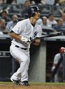 New York Yankees ' Eric Chavez watches his RBI double off Los Angeles Angels ' Garrett Richards in the fourth inning of a baseball game Wednesday, Aug. 10, 2011, at Yankee Stadium in New York. The Yankees won 9-3.