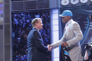 Auburn Quarterback Cam Newton poses for photographs with NFL commission Roger Goodell after he was selected as the first pick overall by the in the Carolina Panthers first round of the NFL football draft at Radio City Music Hall Thursday, April 28, 2011, in New York.