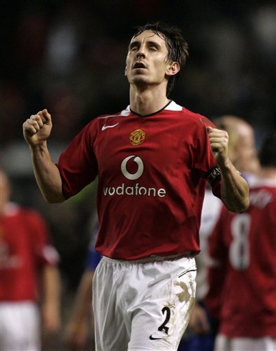  Manchester United's Captain Gary Neville Celebrates